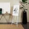 64" White Metal Adjustable Minimalist Floor Easel with Chain Support